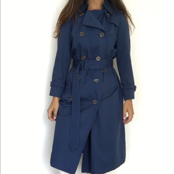 ❣️FINAL SALE❣️AQUASCUTUM navy trench coat M - Picture 2 of 8